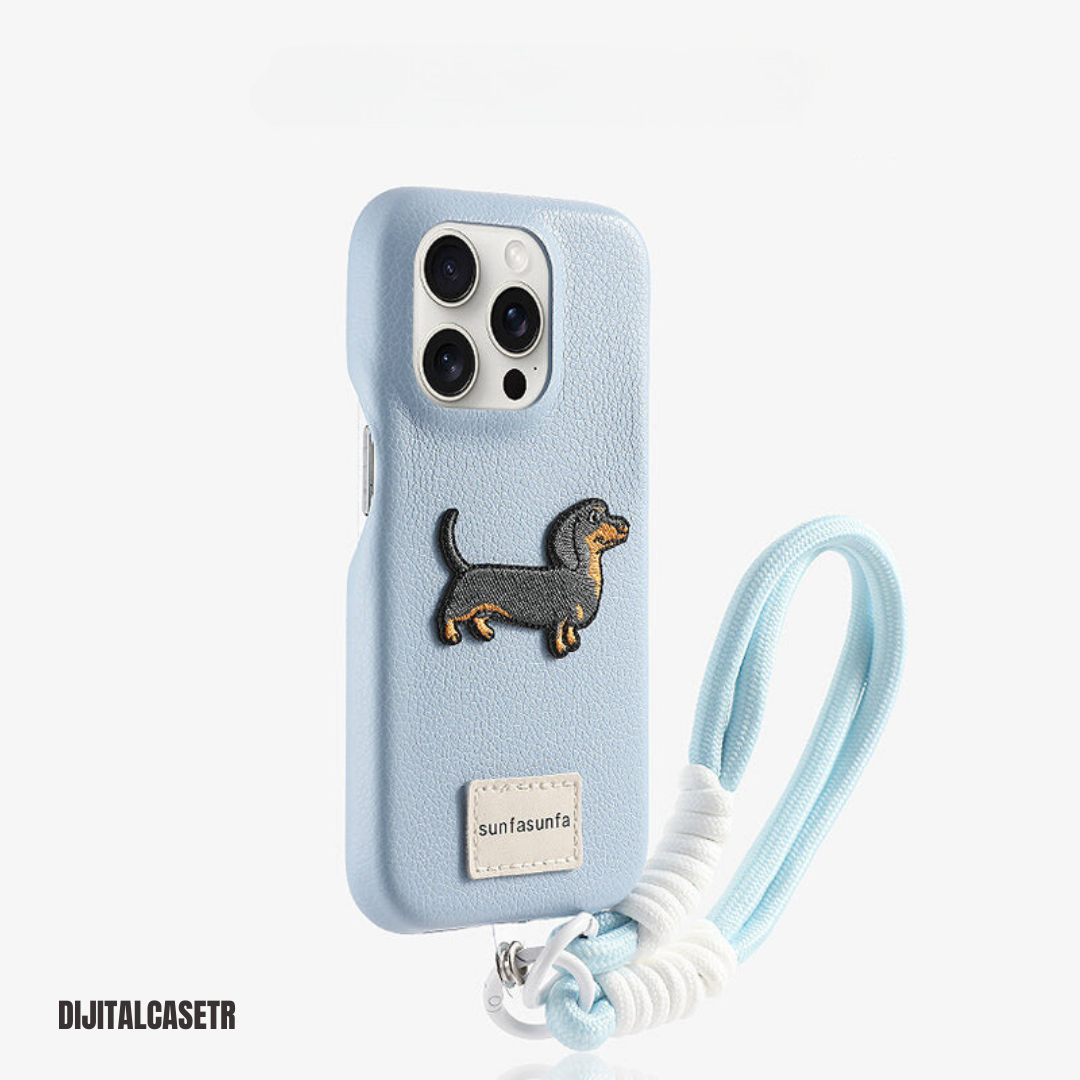 iPhone Kordon Series | Dachshund Deri Kılıfı Charm Hediyeli