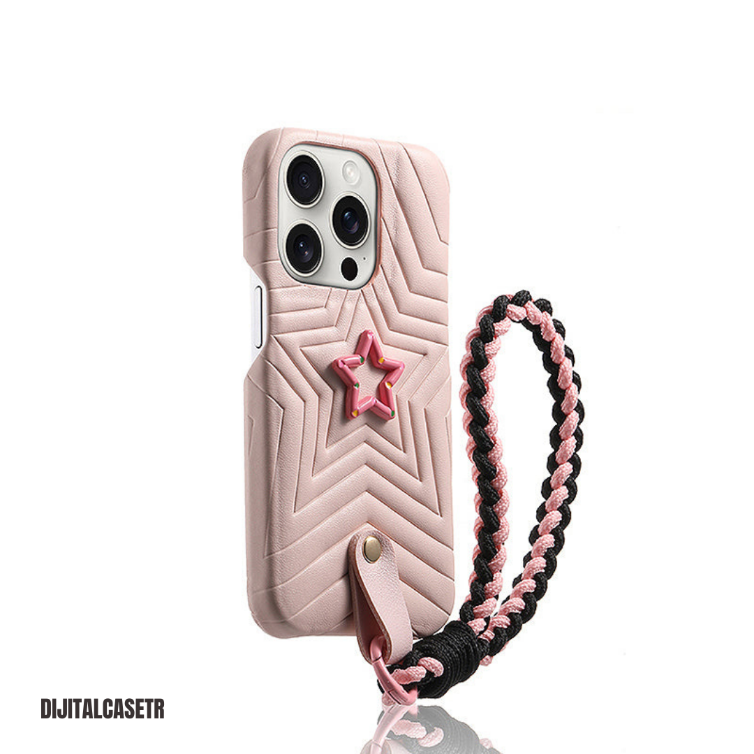 IPhone Kordon Serıes | Rısıng Star Desıgn Leather Phone Case