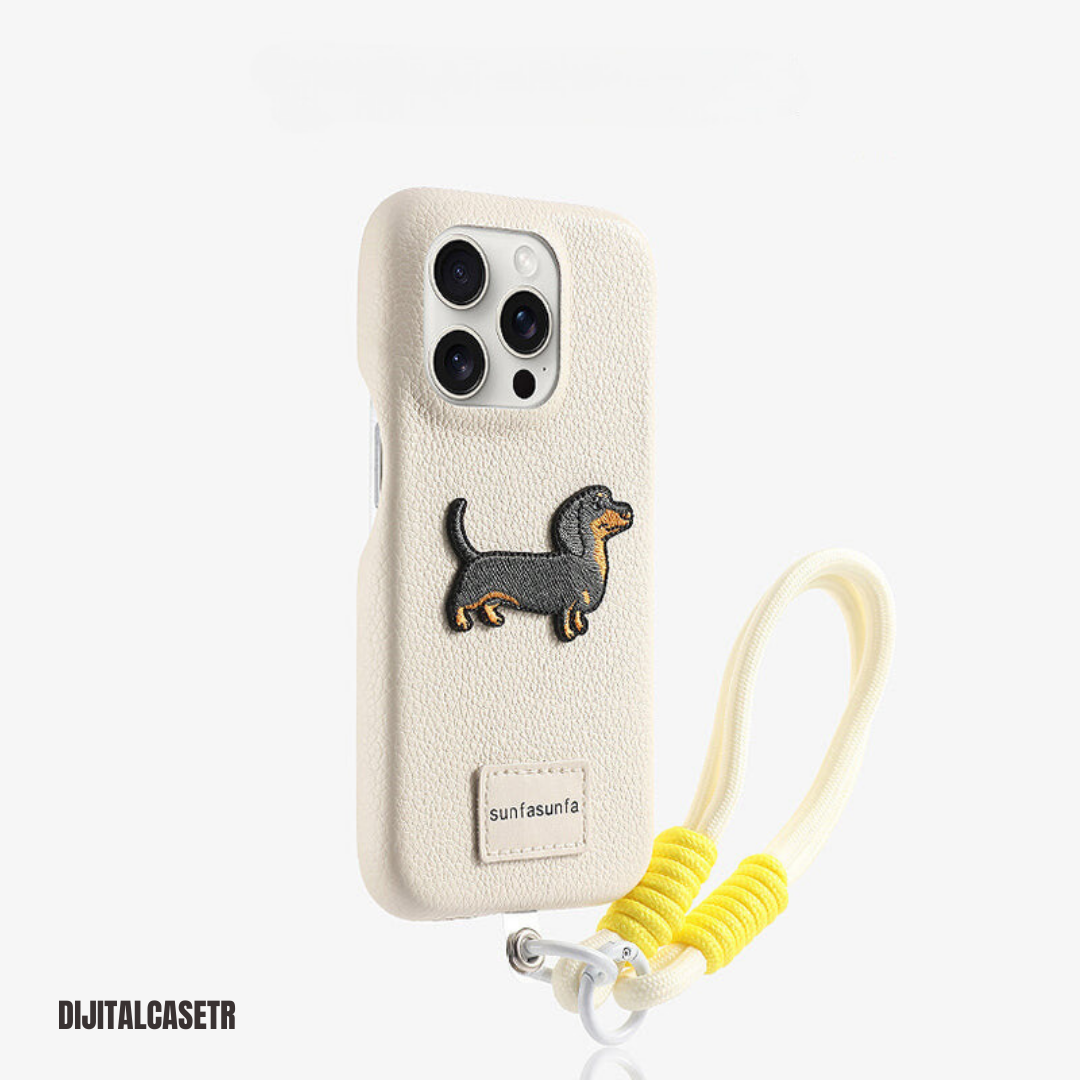 iPhone Kordon Series | Dachshund Deri Kılıfı Charm Hediyeli