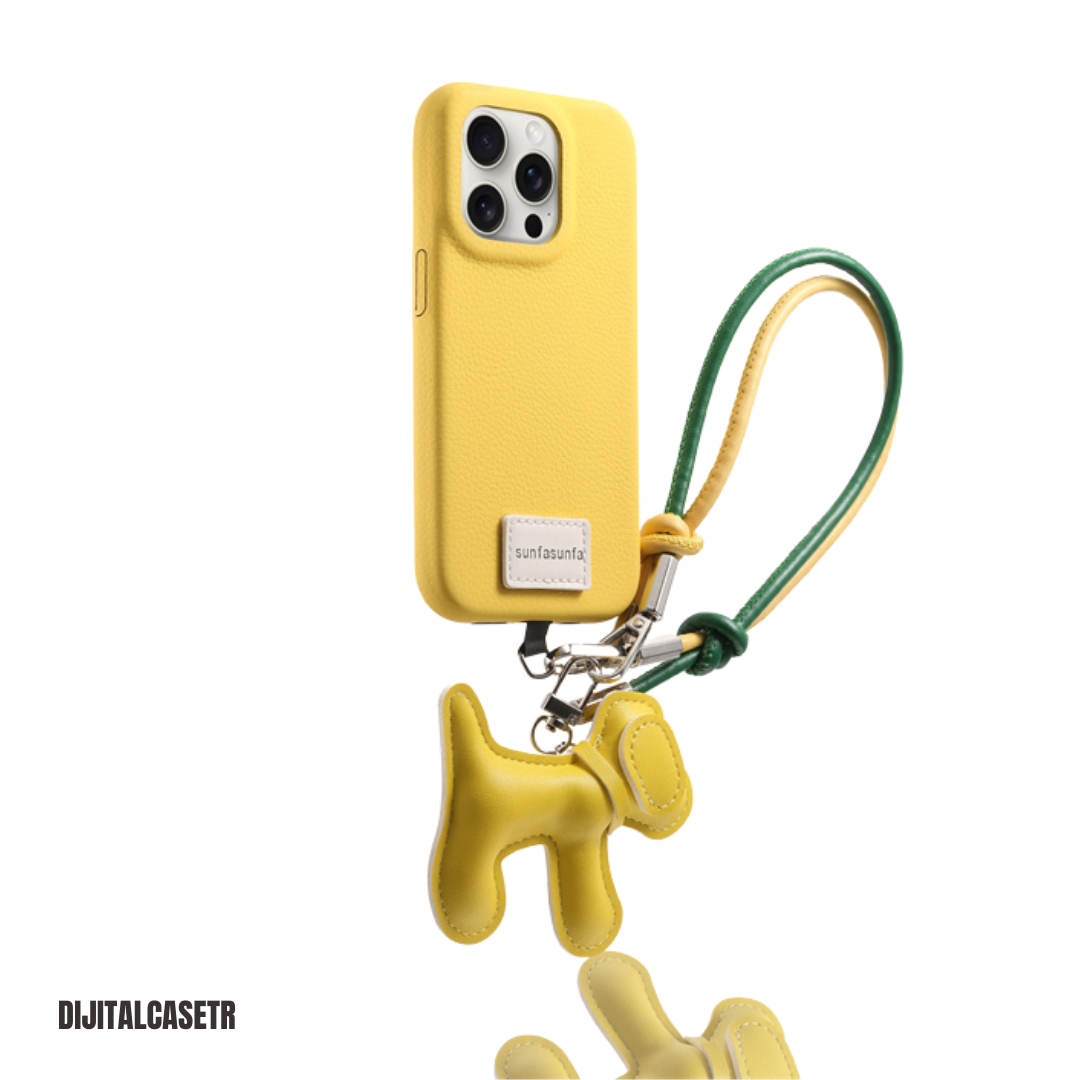 iPhone Kordon Series | Dachshund Dog Charm Deri Kılıfı