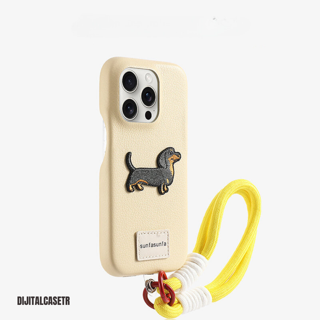 iPhone Kordon Series | Dachshund Deri Kılıfı Charm Hediyeli