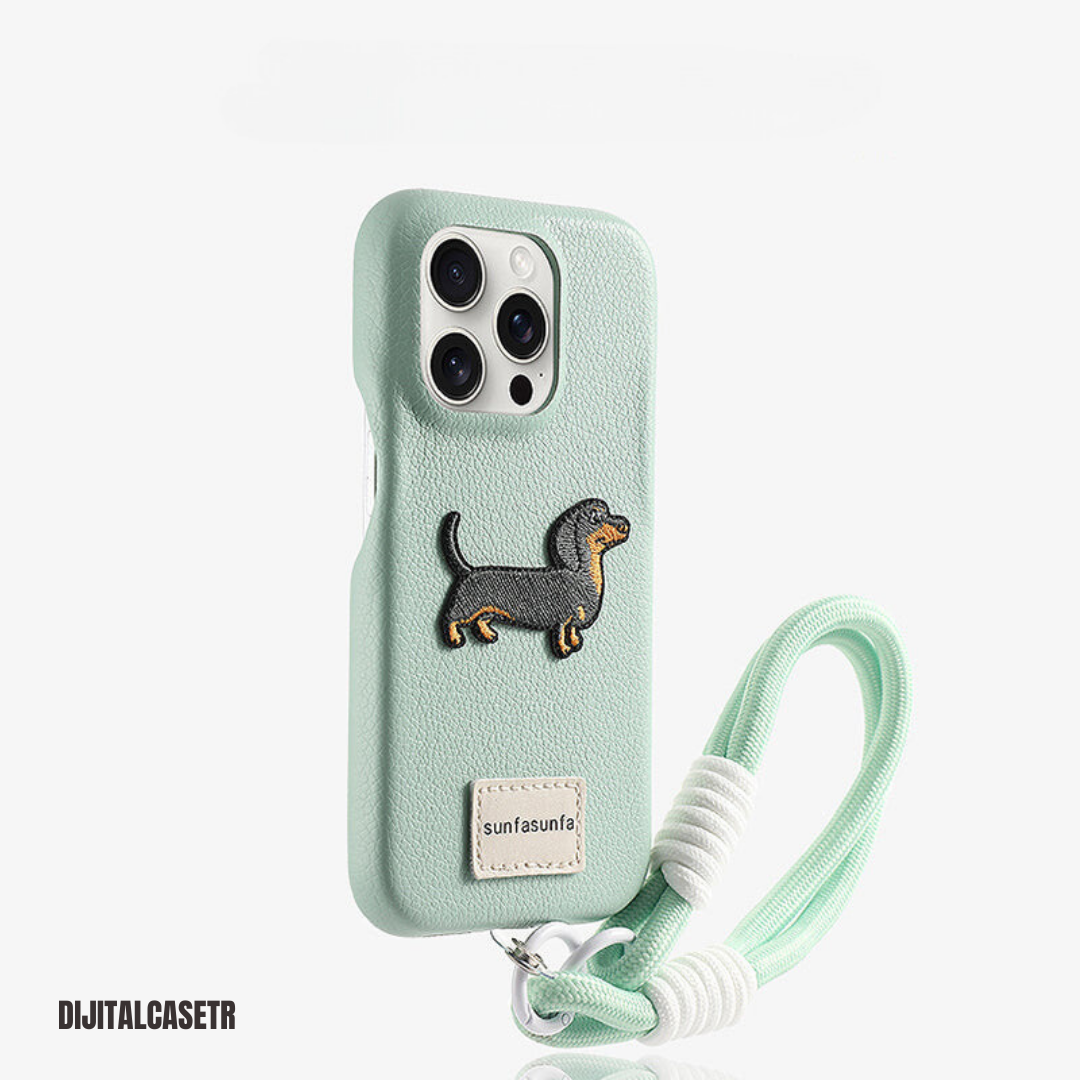 iPhone Kordon Series | Dachshund Deri Kılıfı Charm Hediyeli