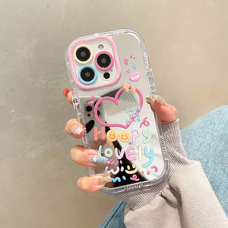 Renkli Lens Koruyucu Aynalı Telefon Kılıfı HOOPY LOVELY