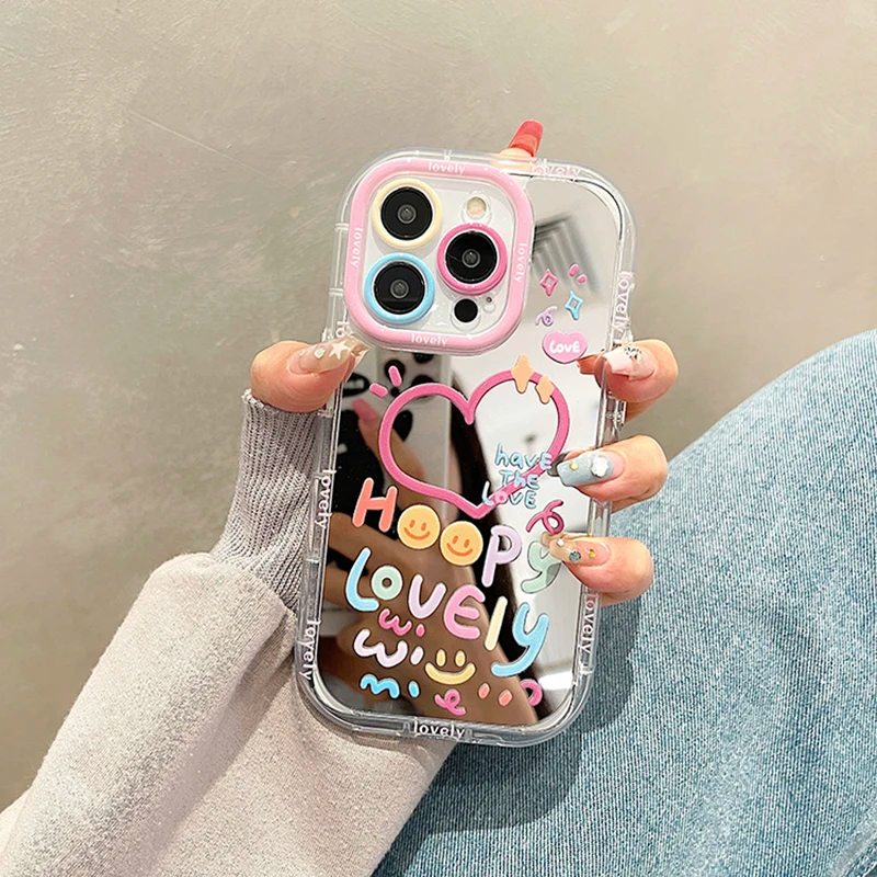 Renkli Lens Koruyucu Aynalı Telefon Kılıfı HOOPY LOVELY