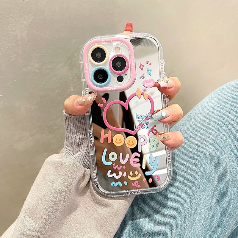 Renkli Lens Koruyucu Aynalı Telefon Kılıfı HOOPY LOVELY