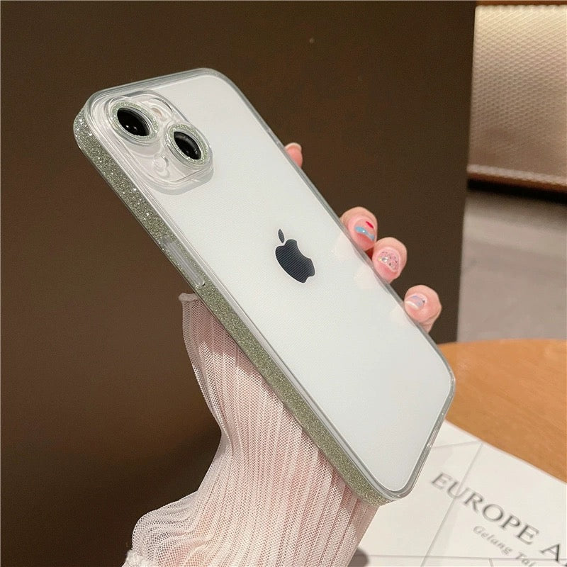 Transparan Kenarları ve Lensleri Simli Telefon Kılıfı
