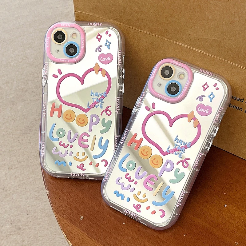 Renkli Lens Koruyucu Aynalı Telefon Kılıfı HOOPY LOVELY