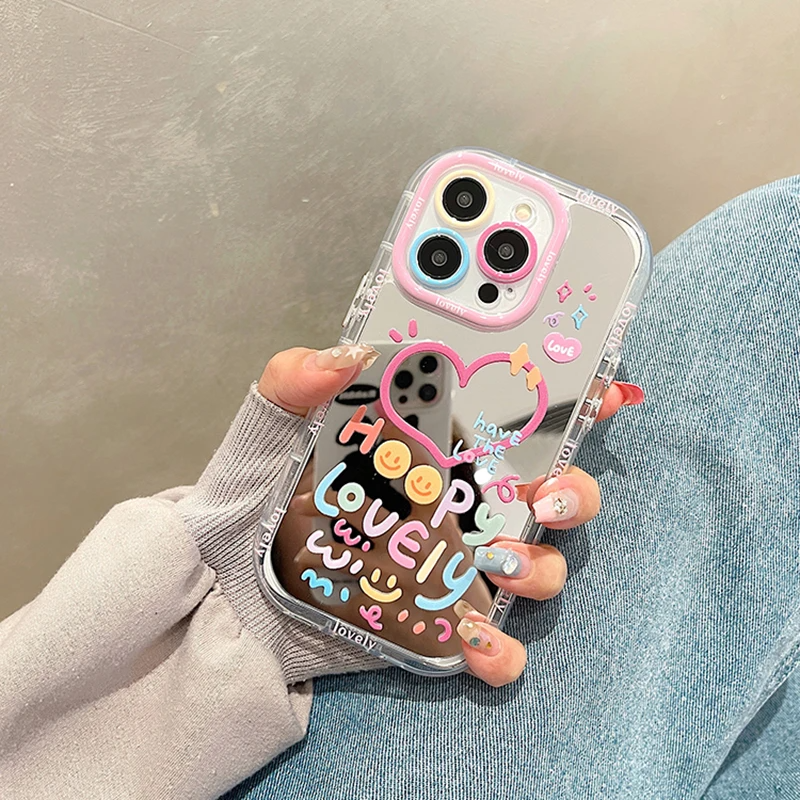 Renkli Lens Koruyucu Aynalı Telefon Kılıfı HOOPY LOVELY
