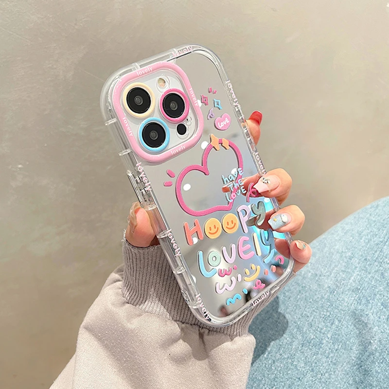 Renkli Lens Koruyucu Aynalı Telefon Kılıfı HOOPY LOVELY