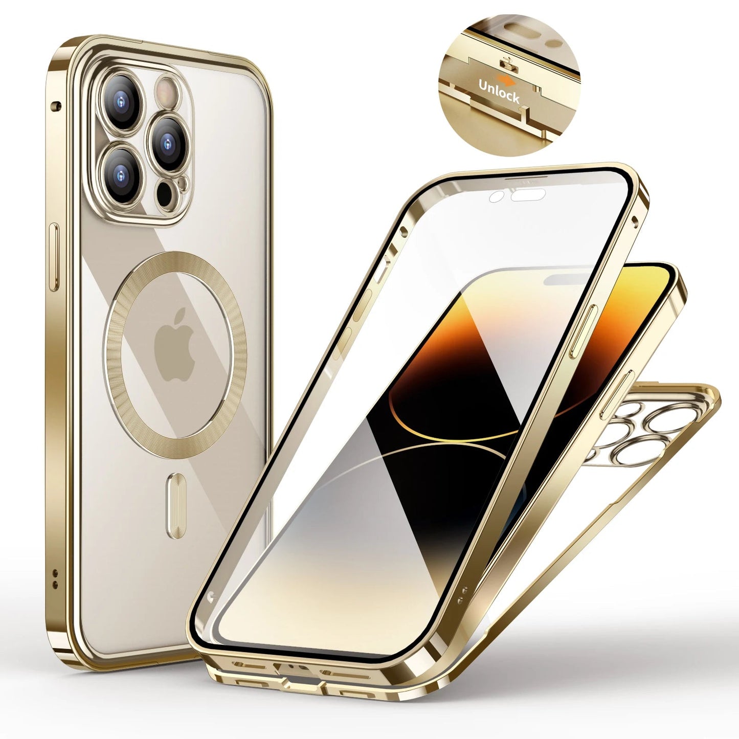 Luxury Titanyum Çerçeve Manyetik Kapak(Şeffaf 360° Derece)