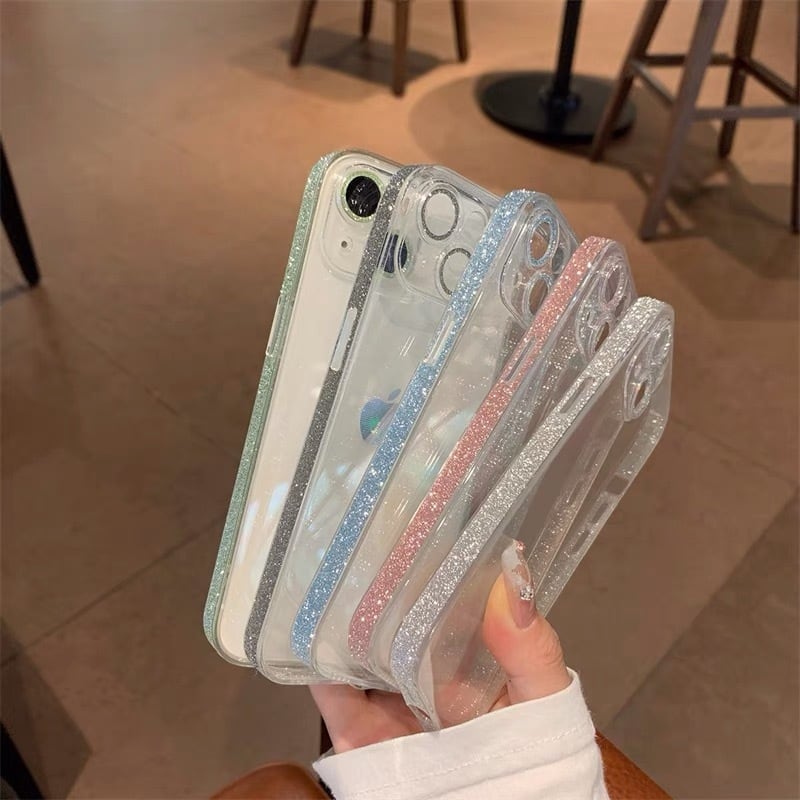 Transparan Kenarları ve Lensleri Simli Telefon Kılıfı