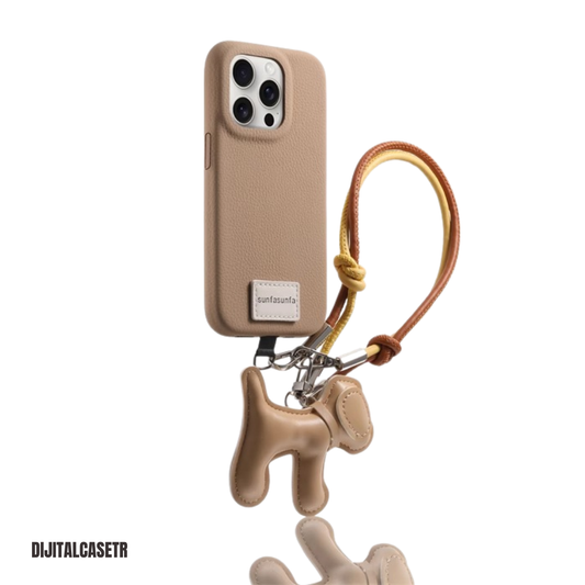iPhone Kordon Series  | Dachshund Dog Charm Deri Kılıfı