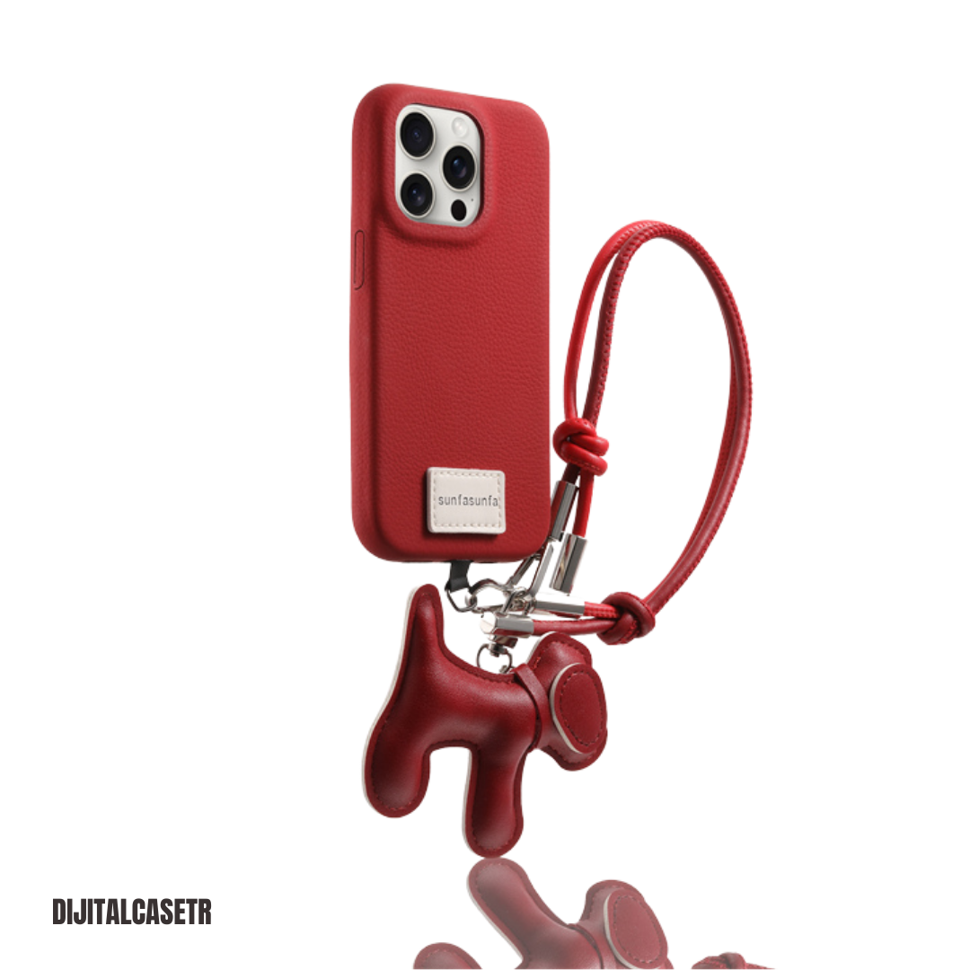 iPhone Kordon Series  | Dachshund Dog Charm Deri Kılıfı