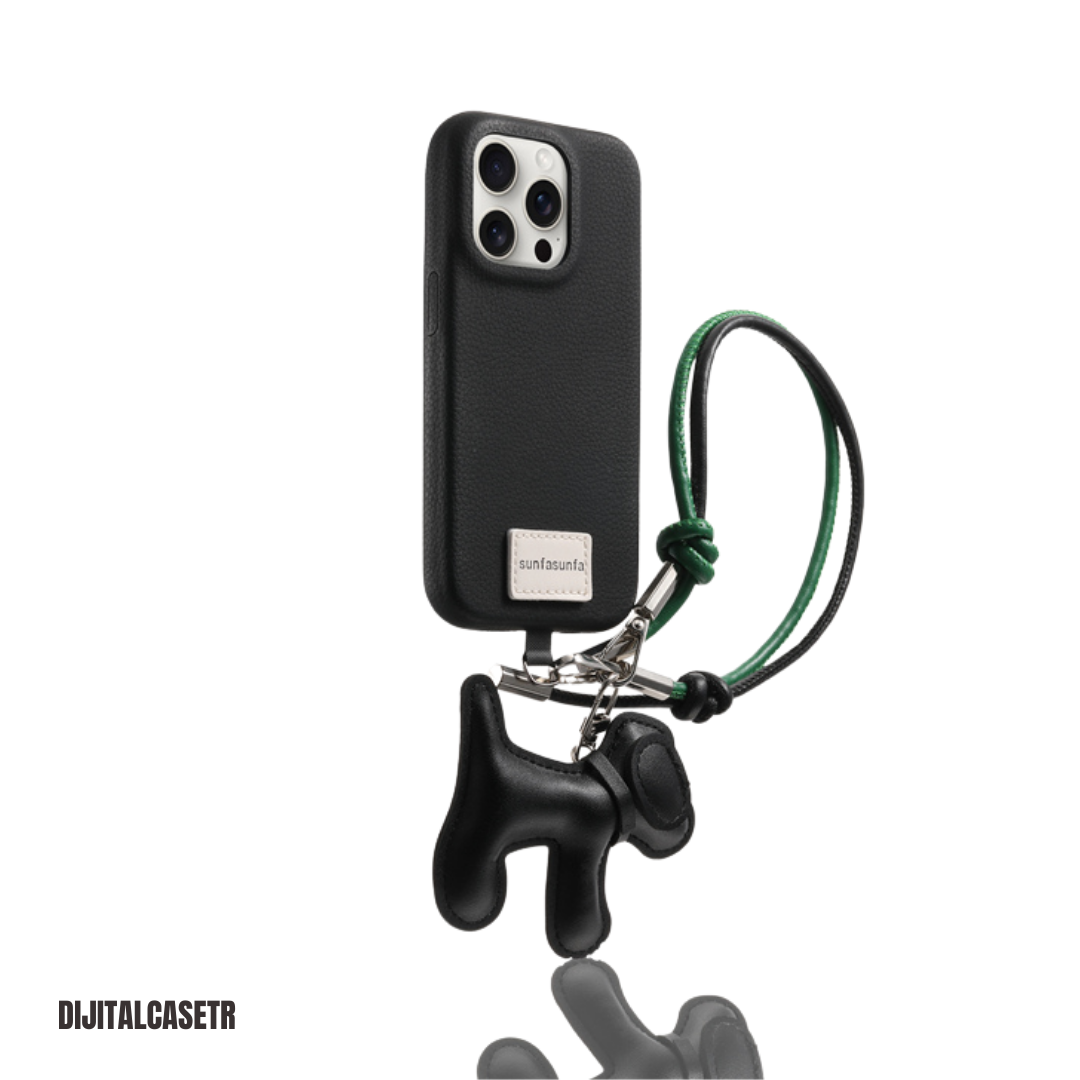iPhone Kordon Series  | Dachshund Dog Charm Deri Kılıfı