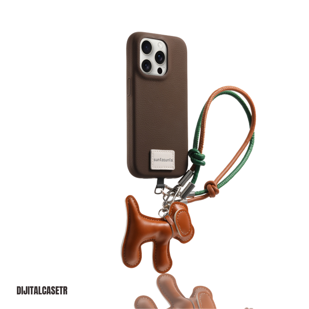 iPhone Kordon Series  | Dachshund Dog Charm Deri Kılıfı