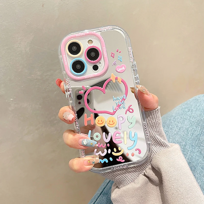 Renkli Lens Koruyucu Aynalı Telefon Kılıfı HOOPY LOVELY